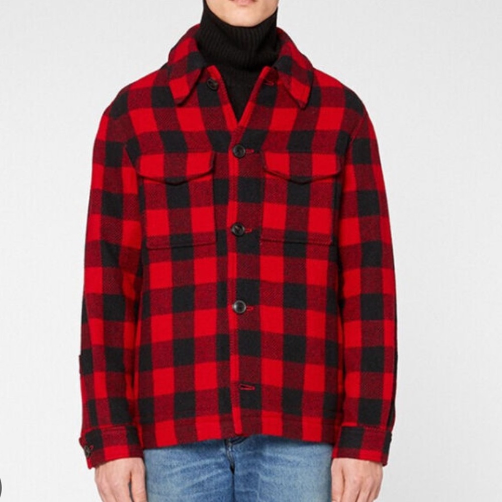 Ami wool buffalo check jacket
